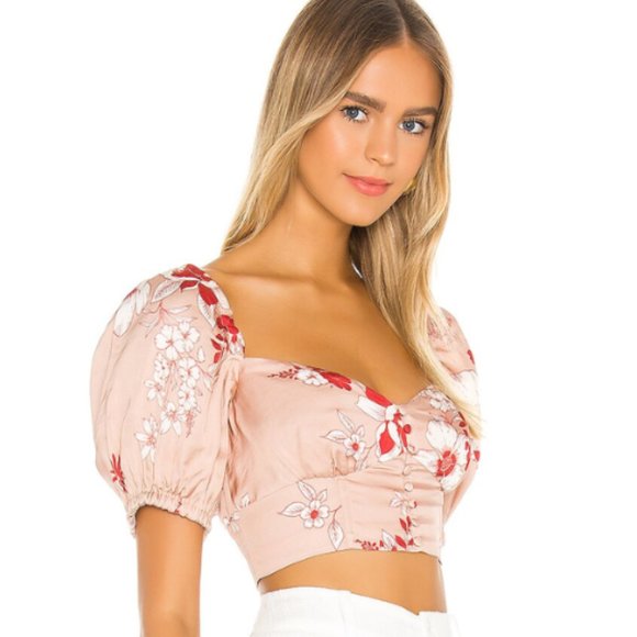 Camila Coelho Floral Pink Crop Top - Picture 2 of 3